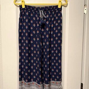 ANTHROPOLOGIE By Eloise Cropped Pull On Lounge Pants Blue Sz M
